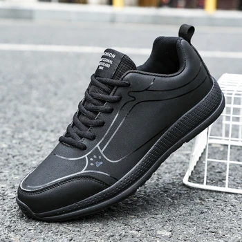 Vīriešu ikdienas apavi āra sporta gaitas ērti, elpojoši apavi modes liela izmēra ādas ar neslīdošu gaismas apavi