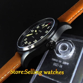 44mm parnis black dial safīra stikls PVD gadījumā miyota automātiskā mens watch