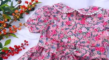 Jaunā Spāņu Vintage Tiesa Meitene Kleita Baby Girl Apģērbu Izšūšana Drukāt Cute Princese Kleita Kokvilnas Bērniem Drēbes Vestidos Y3245