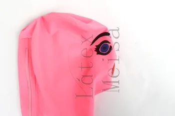 Jaunums ritošā muti apdare eksotisko lateksa karikatūra kapuces atvērtu nāsīm, rozā krāsu pieaugušajiem