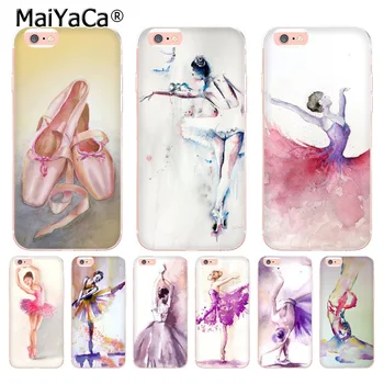 MaiYaCa akvareļu glezna baleta meitenes kurpes tālrunis lietā par iPhone 8 7 6 6S Plus X 10 5 5s 11pro 12pro max 12mini SE Coque