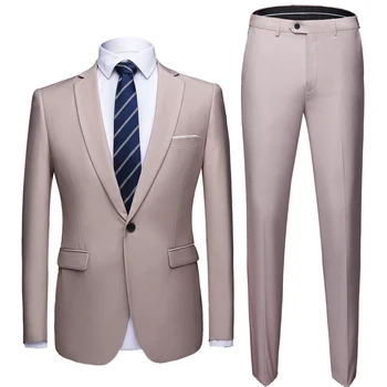 KREISO ROM 2019 Vīriešu Biznesa ikdienas darba apģērbu, vīriešu Uzvalki, Kāzu Līgavainis 2gab (Jaka+Elsas) Slim Fit Uzvalki, Vīriešu lielie izmēri-6XL