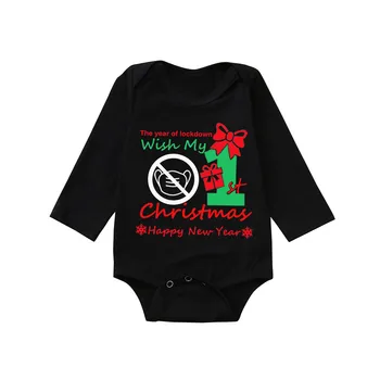 0-24M Jaundzimušā bērna Toddler Bērnu Smieklīgi Vēstuli Izdrukāt Jumpsuit Ziemassvētki Jaunais Gads Bērnu Bodysuits Apģērbs Ziemassvētku Romper Drēbes