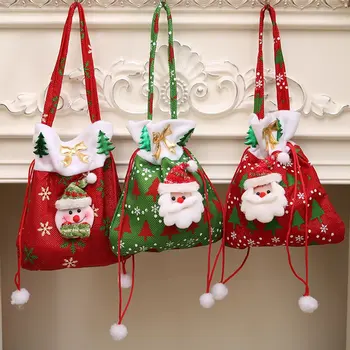 Cute Ziemassvētku Dāvanu Maisus Konfektes Soma, Santa Claus, Sniegavīrs Dizaina Ziemassvētku Eglīte Tapsējuma Bērnu Ziemassvētku Dāvanu Konfektes Somas