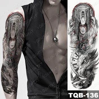 Lielu Roku Piedurknēm Tetovējums Lucifers Eņģelis, Ērglis Ūdensnecaurlaidīgus Pagaidu Tatto Uzlīmes Ellē Sātans Body Art Pilna Viltus Tetovējums Sievietes Vīrieši