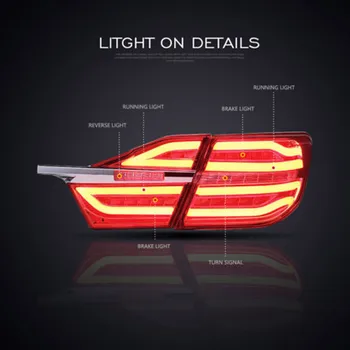 Auto Aizmugures Lampas 2016 Toyota Camry V55 Aurion aizmugurējie lukturi LED Pagrieziena Gaismas, Sarkano un Dūmu Melns