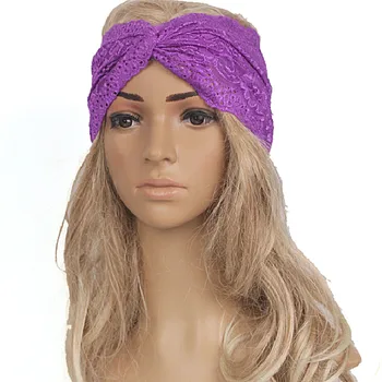 1pc Sievietēm Musulmaņu Turban Galvu Melnas Mežģīnes Turban Krusta Headwrap Mežģīnes Hairband Apm.21.5 cm