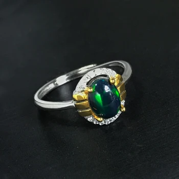 Dabas melns opāla sieviete, gredzeni, mainīt uguns krāsas noslēpumaina 925 sudraba regulējams izmērs sievietēm puse kāzu dāvanu smalkas rotaslietas