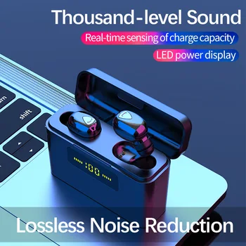 Jaunu X9s TWS bezvadu Bluetooth 5.0 austiņas ar LED power displejs binaural Auss trokšņa samazināšanai sporta earbuds iphone X 10