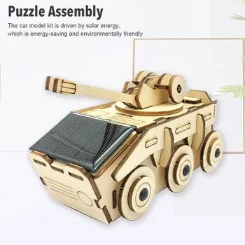 Izglītības Puzzle Montāža Rotaļlietas Inovatīvu DIY 3D Puzles Auto Modeļa Komplekta Bērnu Rotaļlietu darbina Saules Enerģija, Lāzera Griešana Koka