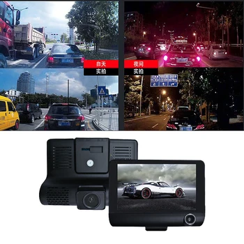 2019 4.0 collu 1080P Dual Objektīvs DVR Reģistrators Auto DVR spoguļkamerai 170 Grādu 3 Kameras Dash Cam Atpakaļskata Auto Dash Kamera, G-sensors