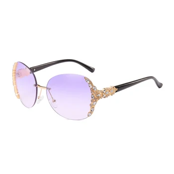 Sieviešu Lielgabarīta Saulesbrilles bez apmales Rhinestone Saules Brilles Sieviešu 2019 Zīmola Dizaineru Modes Lielu Sejas rota Uv400