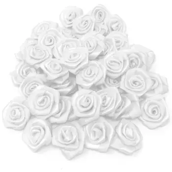 20pcs 20mm Satīna Lenti Rožu Ziedi DIY Roku darbs Rozes Dekoratīvo Mākslīgo Amatniecības Ziedu Kāzu Pušķi Rotājumi