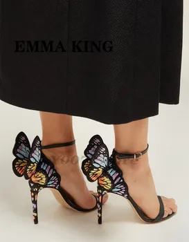 Magic Butterfly Wings Dizaina Sievietes Duncis Papēdi Sandales Atvērtu Purngalu Sprādzi Potītes Siksniņu, Augsti Papēži Puse Kurpes Sieviete Romiešu Sandales