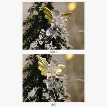 4gab Ziemassvētku Eņģeļa Kulons Pārredzamu Maz Eņģeļu Mēbeļu Karājas Embellishment par Ziemassvētku Eglītes Mājas Grupa Krājumi