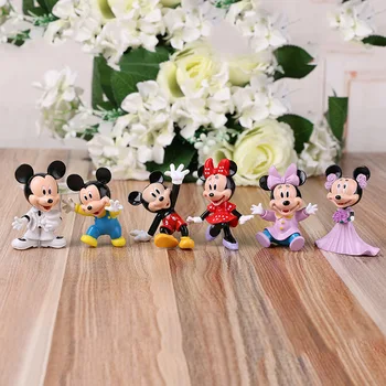 6pcs/daudz Kāzu Mickey Minnie Darbības Rādītāji Plastmasas PVC Baby Meitenēm Leļļu Kolekcija Attēls Modelis Dāvanas Rotaļu Komplekts Bērniem