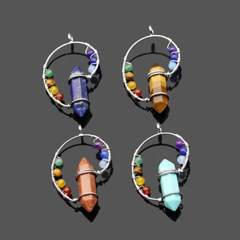 Dabas septiņu krāsu pērlītēm čakra skrūvēm kulons Kulons roku darbs likvidācijas kulons rotaslietas DIY kaklarota piederumi