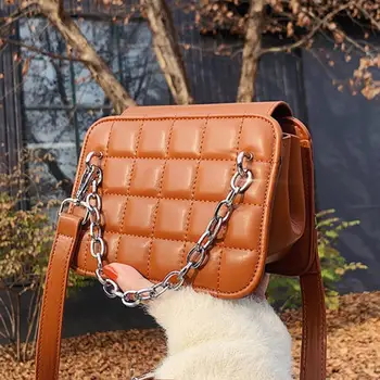 Režģi Kvadrātveida Mini Tote soma ir 2021. Modes New Augstas kvalitātes PU Ādas Sieviešu Dizainers Rokassomu Vintage Plecu Messenger Bag