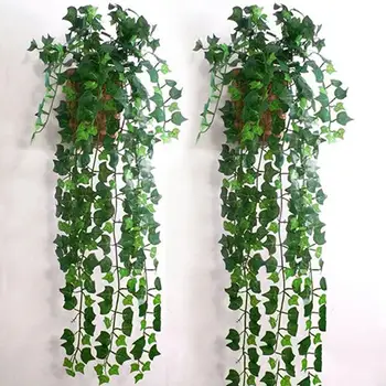 Mākslīgie Augi Rāpulis Zaļo Lapu Efeja, Vīnogulāja Mājas Kāzas Decora Vairumtirdzniecības Diy Karājas Vainags Mākslīgie Ziedi