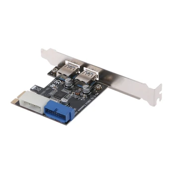 Jauno PCI Express USB 3.0 Priekšējā Paneļa, 2 Porti ar Kontroles Kartes Adapteris 4-Pin & 20 Pin Dropship