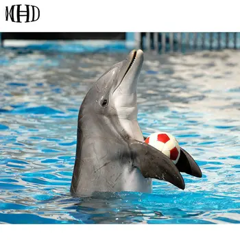 Delfīnu diy dimanta krāsošana dzīvnieku 3D dimanta izšuvumi delfīnu kristālu apdare 5D diamond cross stitch rokdarbi jaunas