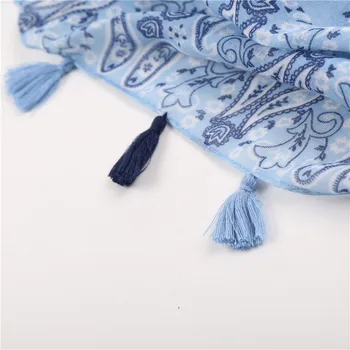 2017 kokvilnas veļa, šalle modes sieviete 190*85 cm pušķi šalle liels taisnstūris šalles dāma zilā ziedu gaisa kondicionēšanas silts apmetnis