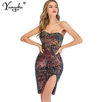 Sexy vintage Spīguļi, Vizuļi vasaras kleita sievietēm sukienki wrap kluba Pary elegants kleitas Strapless bodycon kleita vestidos drēbes