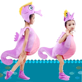 Bērniem bērns, zila purpura, oranža hippocampus jūras zirgs tērpu Halloween puse cosplay dzīvnieku kostīms apģērbu zēns meitene