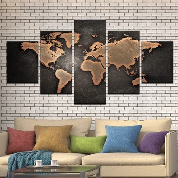 Liela Audekla Sienas Milzīgs Melns Pasaules Kartes, Gleznas Druka Uz Audekla HD Kanvas Glezna Biroja Sienas Mākslas Mājas Apdare