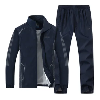 Vīriešu Komplekti divdaļīga Suite Rudens Virsdrēbes Vīriešu apģērbi Bikses, Sporta 5XL Pretvēja Gadījuma Mētelis Atpūtas Raibs MOOWNUC 2020
