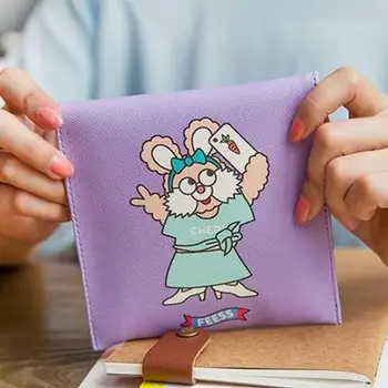 Cute Lady Mini Sanitāro Bag Maisiņš Sieviešu Kredītkartes Biznesa Kosmētikas Gadījumos, Ja Āda Karikatūra grims Gadījumos