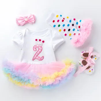Maz Meitenes Dzimšanas diena Apģērbu Komplekti Dāvanas 2 Gadu Dzimšanas dienas Princese Puse Kleita Bērnu Apģērbu Kostīms Baby Girl