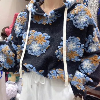 Nomikuma 3D Puķes Sieviešu Kapuces Džemperis sporta Krekls Cēloņsakarību ar garām Piedurknēm, Sieviešu Džemperis 2020 Rudens Ziemas Hoodies Top Femme 6D562