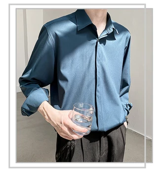 Korejiešu Stila Krekli Krekli Zaudēt Harajuku garām Piedurknēm Slim Fit Modes Pogu Up Krekls Ropa Hombre Vīriešu Apģērbu DB60SH