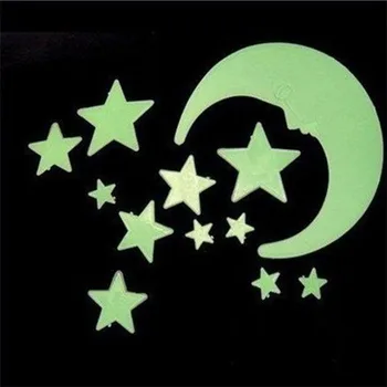 1 Komplekts DIY 3d Multiplikācijas filmu Mēness StarGlow Tumši LuminousWallpaper Sienas Uzlīmes Bērniem Telpām Pirmsskolas Bērnu viesistaba, Mājas Dekoru