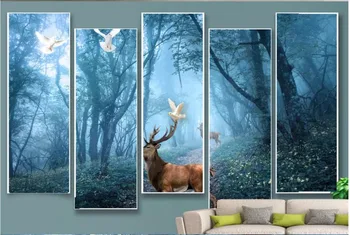 Pielāgotus foto tapetes, 3d sienu gleznojumi tapetes Meža parka zaļā ceļa 3d ainavu gleznojumi sienas darbus dzīvojamās istabas dekori