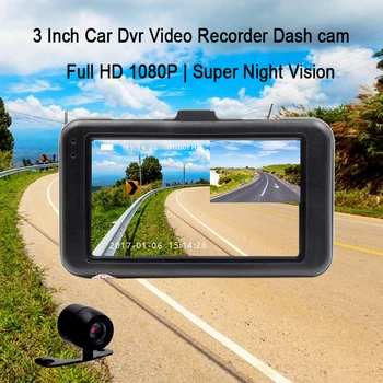 Vikewe Auto DVR Dash Cam 3 Collu FHD) 1080P Video Ieraksti Dual Objektīvs Transportlīdzekļa Kamera ar Atpakaļskata Super Nakts Redzamības Dash kamera