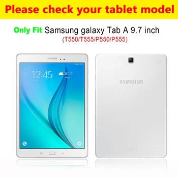 Samsung Galaxy Tab 9.7 SM-T550 T555 P550 P555 Litchi modelis Flip Ādas somiņa turētājs Salokāms tablete vāciņu
