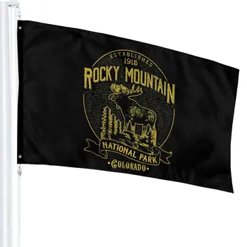 Rocky Mountain National Park, Izveidota 1915 Tautas Tagless Dabas Drukas Humora Vienkrāsainu Gudrs Karogu