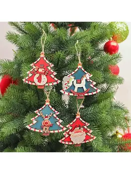Koka Karājas Ziemassvētku Eglīte Kulons Santa Claus, Sniegavīrs Elk Ornaments Jaunā Gada 57BB