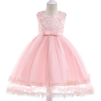 Ir 2021. Jauns Bērnu Apģērbu Meitenēm Trīsdimensiju Puķu Princese Kleitas, Kāzu Kleitas, Bērnu Drēbes Bowknot Meiteņu Kleitas