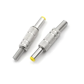 Viena Gabala Metāla LĪDZSTRĀVAS Male Plug Jack Adapteri Plug Connector Ar Dzeltenu Galvu 5.5*5 2.1.5x2.1mm