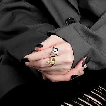 SIPENGJEL Modes Dobas auduma Sietu, Vintage Ins Gredzeni, Zelta Krāsā Atvērt Regulējams Pirkstu Gredzeni Sievietēm korejas Rotaslietas