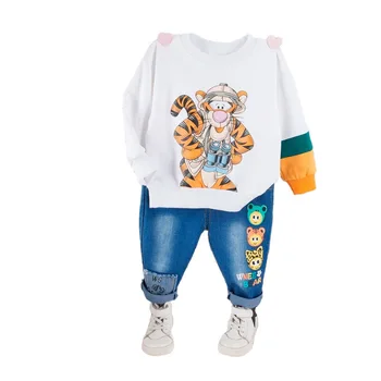 Modes Bērni Karikatūra Apģērbu Komplekti Pavasara Rudens Zēni Meitenes Tshirt Bikses 2gab/Komplekti Bērnu Sporta Kostīmi Bērniem Gadījuma Treniņtērpi