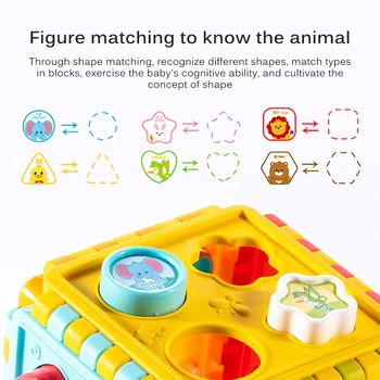 Bērnu 0-1 Gadi Rotaļlieta Puzzle Celtniecības Bloku Forma Matching Hexahedron Ar Numuriem Grafikas Izziņas Baby Zēns Meitene