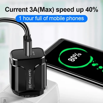 3.A Ātri Uzlādēt 3.0 USB Lādētāju, ES Sienu Smart Tālruni, Lādētāju un Adapteri iPhone HUAWEI QC3.0 Ātra Uzlāde Samsung Xiaomi