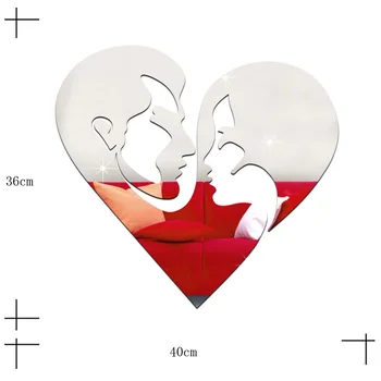 Valentīna Dienas 3D Sienas Uzlīmes, Mājas Dekors, Kāzu Dekorēšana Akrila Spoguļa Uzlīmes pašlīmējošās Decal Sienas Sienu Dekori