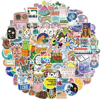 50/100GAB Anime Vienkārši Karikatūra Grafiti VSCO Meitenes Kawaii Uzlīmes Chidren Rotaļlieta, Ūdensnoturīgas Uzlīmes DIY Ķivere Auto Uzlīmes