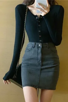 2020 korejiešu versija, jaunas viduklis pack hip sexy saspringts svārki, džinsa slim svārki