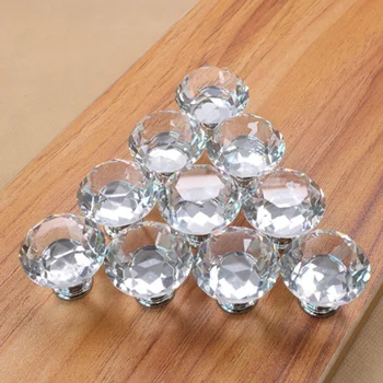 Akrila Crystal Rīkoties 10Pcs 30mm Stikla Diamond Cut Kabineta Durvis, Atvilktnes tualetes galdiņš Rīkoties ar Skrūvēm CNIM Karstā